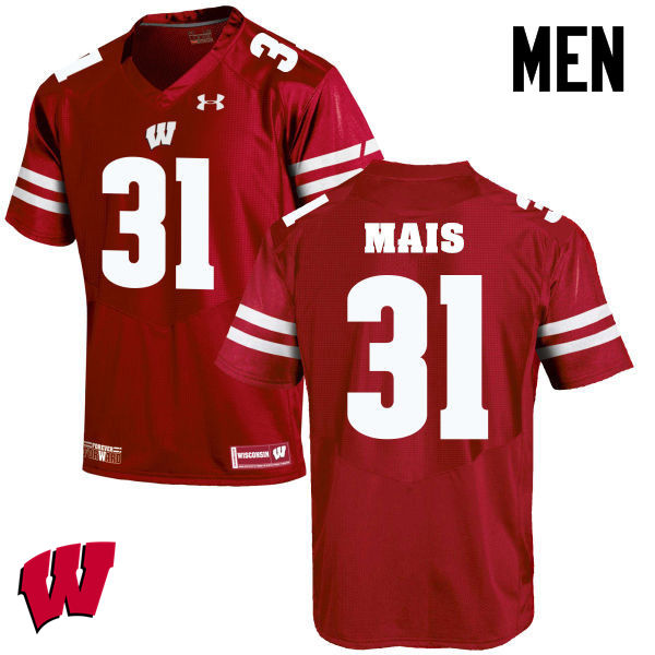 Wisconsin Badgers Men's #31 Tyler Mais NCAA Under Armour Authentic Red College Stitched Football Jersey FG40O57KG